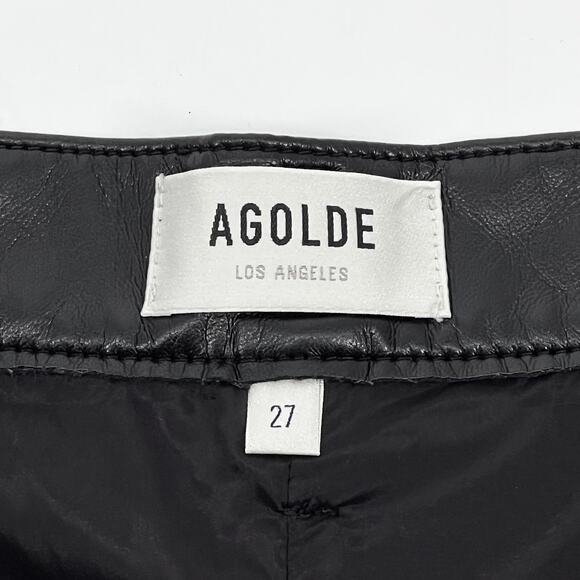 AGOLDE Recycled Leather Criss Cross Skirt Size 27 Black Detox - Picture 3 of 5